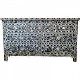 Maaya Bone Inlay Chest of Drawer Sideboard Black and White L